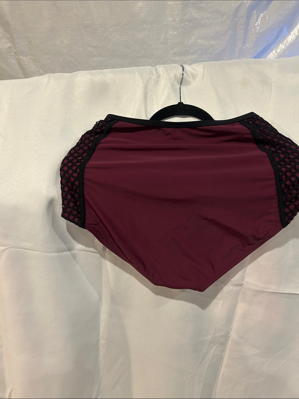 Swimsuits For All Burgundy High-Waist Swim Bottoms with Black Mesh Sides size18 - Picture 2 of 2